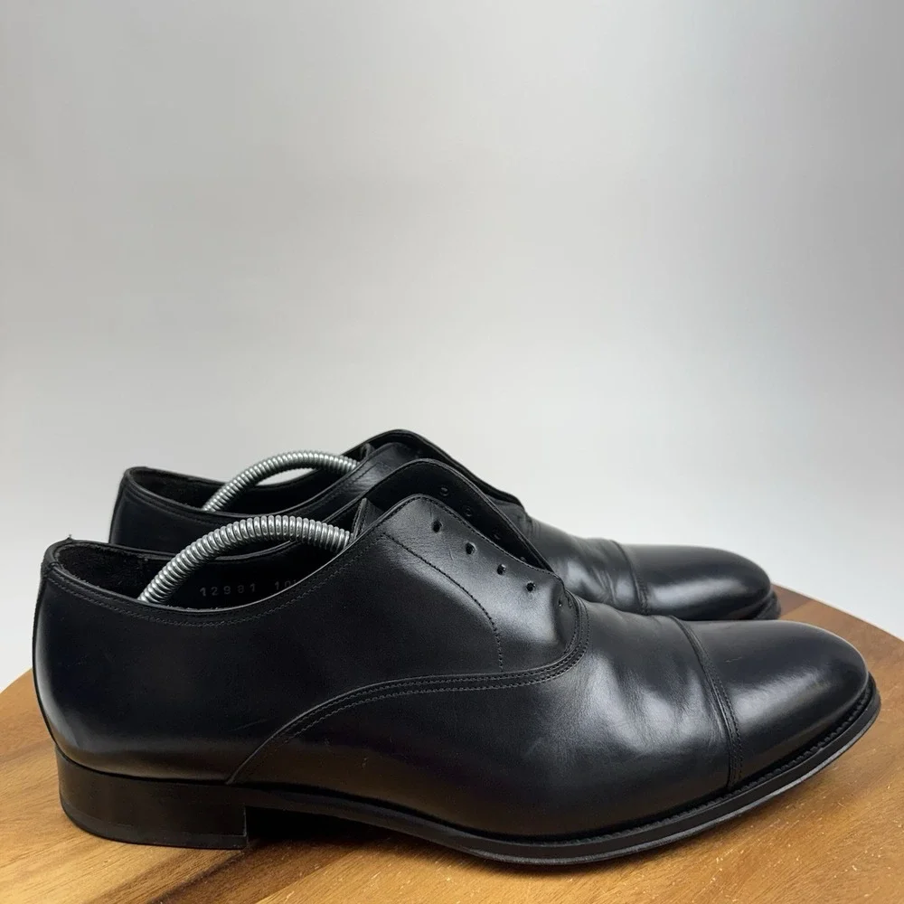 Mens To Boot Adam Derrick Black Leather Cap Toe Dress Shoes Oxfords Size 10.5 D